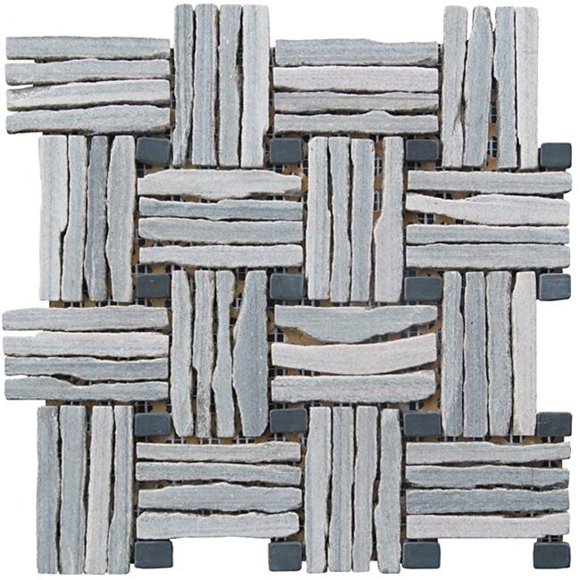 Intrend Tile LS013-G Quartzite Basketweave Interlocked Mosaic Blend - Green