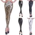 thumbnail image 3 of Leggings de piel sintética para mujer, lisos, efecto mojado, elásticos, de cintura alta, con aspecto de PVC, 3 of 5