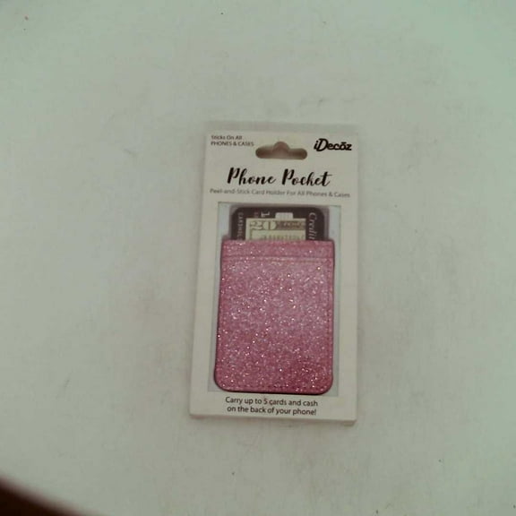 iDecoz Phone Pockets Peel-and-Stick Card Holder Wallet for All Phones & Cases - iPhoneGalaxy and More!,Pink Glitter, Medium