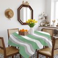 thumbnail image 3 of Green Grey Stripe Table Cloth Waterproof Tablecloths, Farmhouse Modern Art Striped Tablecloth Dining Table Cover for Kitchen Party Tabletop Outdoor, Square Tablecloth 54x54 Inch, 3 of 9