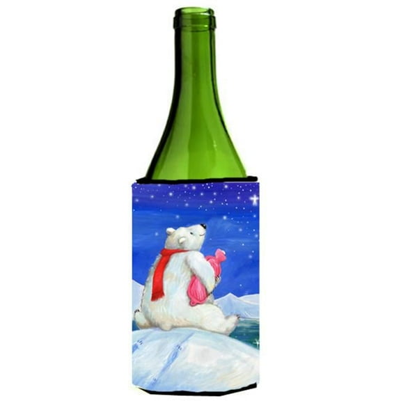Polar Bear with Hot Water Bottle Wine Bottle Can cooler Hugger