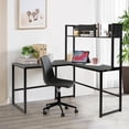 thumbnail image 2 of Giantex L-Shaped Desk, Space Saving Corner Desk, Industrial Computer Workstation  for Home Office, Black, 2 of 10