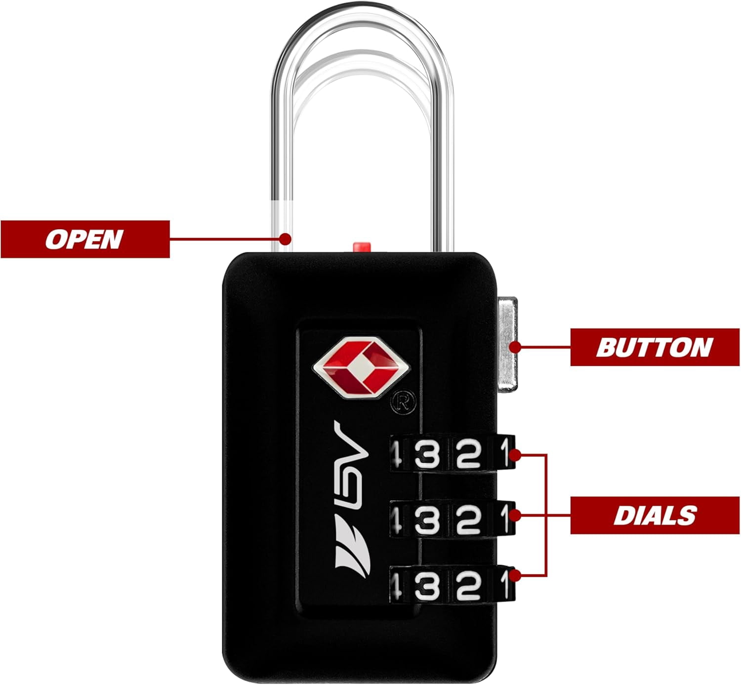 BV TSA Accepted 3-Digit Combination Travel Lock for Luggage, Gym Locker, Toolbox, Cabinets & More – Black, 2 Pack