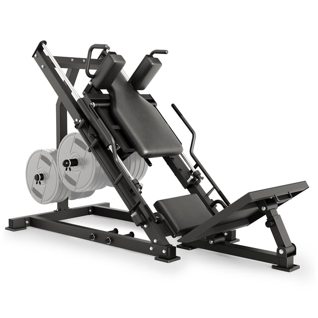 Gaderth Machine 2 en 1 pour Presser et Hacker les Jambes et Squats pour Gym à Domicile, Équipement de Force du Bas du Corps de Qualité Commerciale Réglable avec Roulements Linéaires et Rangement de Poids Intégré, Entraîneur à Plateau
