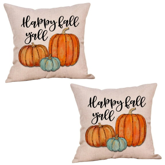 LHNFT Fall Decor Outdoor Throw Pillow Covers 18x18 Set of 2, Pumpkin Decor Autumn Thanksgiving Halloween Orange Decorative Cushion Cases Home Decorations for Couch Sofa Living Room Farmhouse