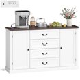 thumbnail image 1 of HOMCOM Buffet Bahut de 58 Pouces avec Station de Recharge Grain de Bois Blanc, 1 of 10