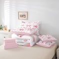 thumbnail image 6 of Manfei Girls Pink Bowknot Bedding Comforter Set 7pcs,Love Heart Print Queen Bedding Sets Super Cozy,Dreamy Princess Queen Sheet Sets,Microfiber Bedroom Decor,Reversible, 6 of 8