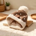 thumbnail image 6 of Wilark Toddler Christmas Hat with Pom Pom Cute Winter Warm Knitted Kids Festival Hat Khaki 1-4 T, 6 of 7