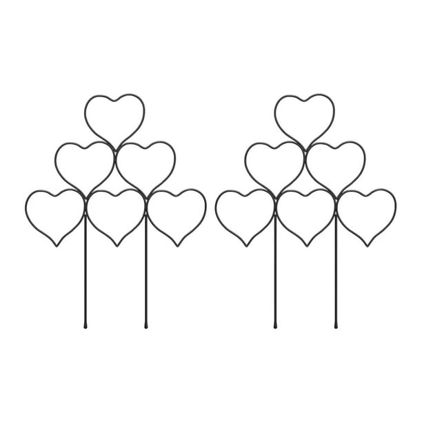 2 enrejados para plantas de jardín, decorativos, de metal, resistentes, para interior y exterior, para plantas trepadoras, soporte para de interior Negro