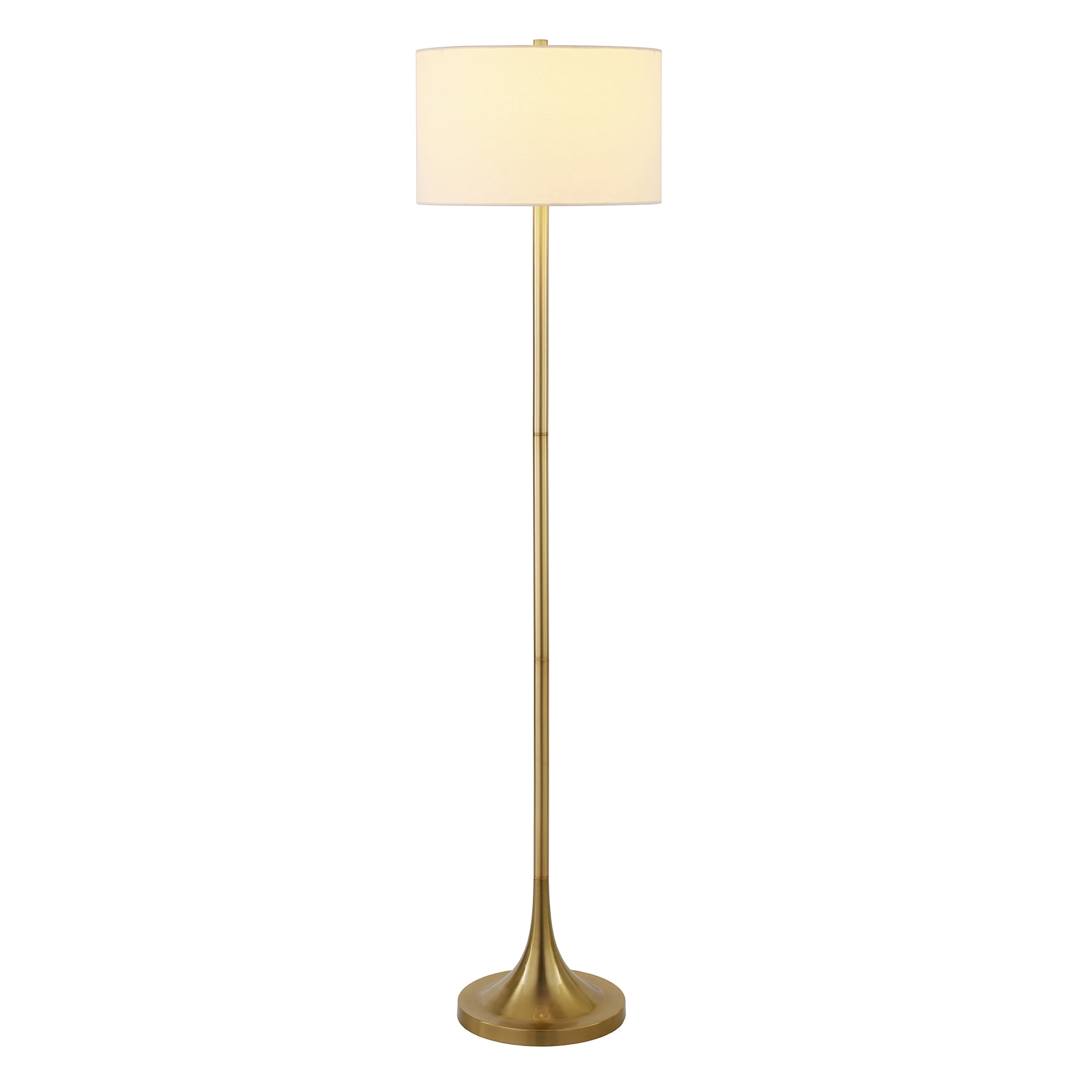 Evelyn&Zoe Josephine 62" Tall Floor Lamp with Fabric Shade, Brass/White