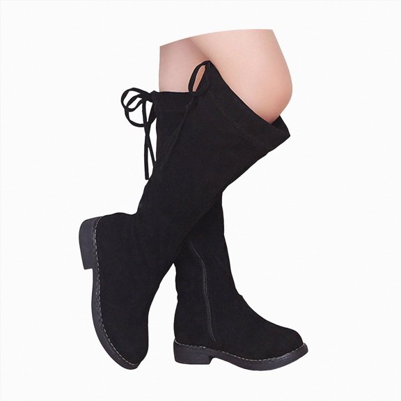 KPOPLK Girls Knee High Boots Side Zipper Tall Riding Boots Fall Winter Dress Shoes for Toddler Little Kid Big Kid(3,Black)