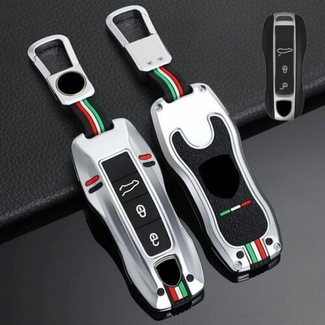 Car Key Fob Cover Case Protector Zinc Alloy Silicone Car Key Case Cover For Porsche Cayenne Panamera Cayman 911