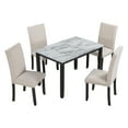 thumbnail image 3 of 5-Piece Dining Table Set , Faux Marble Top Table with 4 Thicken Cushion Dining Chairs Dining Set, Modern Style Home Kitchen Furniture, Beige +Black, 3 of 9