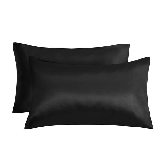 Mainstays Satin Pillowcase – Standard – Classic Black – Frizz Control & Cooling Comfort – 2 Pack
