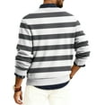 thumbnail image 4 of Wutalume Men's Round Neck Ribbed Knit Pullover, Long Sleeve Striped Print Sweater, Comfortable Stretch Top for Casual Layering and Everyday Wear,Gray L, 4 of 6