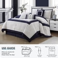 thumbnail image 6 of Lanco 7 Piece White Navy Comforter Set, California King Size Quilting with matching solid piece work, All Season Geometric Bedding, Matching Pillows , Shams , Bed Skirt, 6 of 7