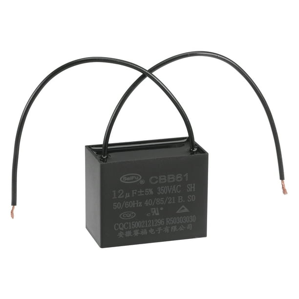 Capacitor de ventilador de techo CBB61 de 7uF 350V CA 2 cables Uxcell 1 paquete