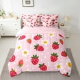 thumbnail image 2 of Manfei Red Strawberry 7pcs Bedding Comforter Set,Cute Daisy Flower Queen Bedding Sets,Girls Pink Queen Sheet Sets For Princess Kids,Super Cozy Room Decor Reversible, 2 of 8