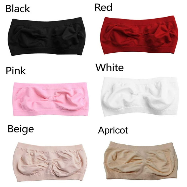 6PCS Women's Solid Color Bras, Breathable & Elastic Seamless Tube Top Free  Size 