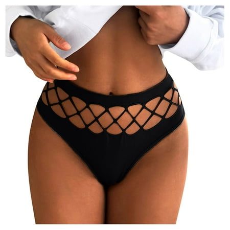 

yuehao underwear women new hot panties for women crochet lace lace-up panty y hollow out underwear black l