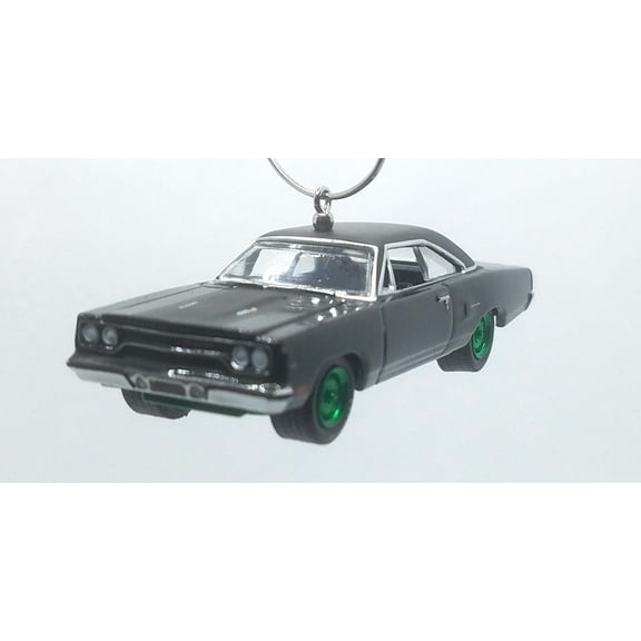 Christmas Ornament for 1970 Plymouth Road Runner Black/Green Rims Ltd Ed
