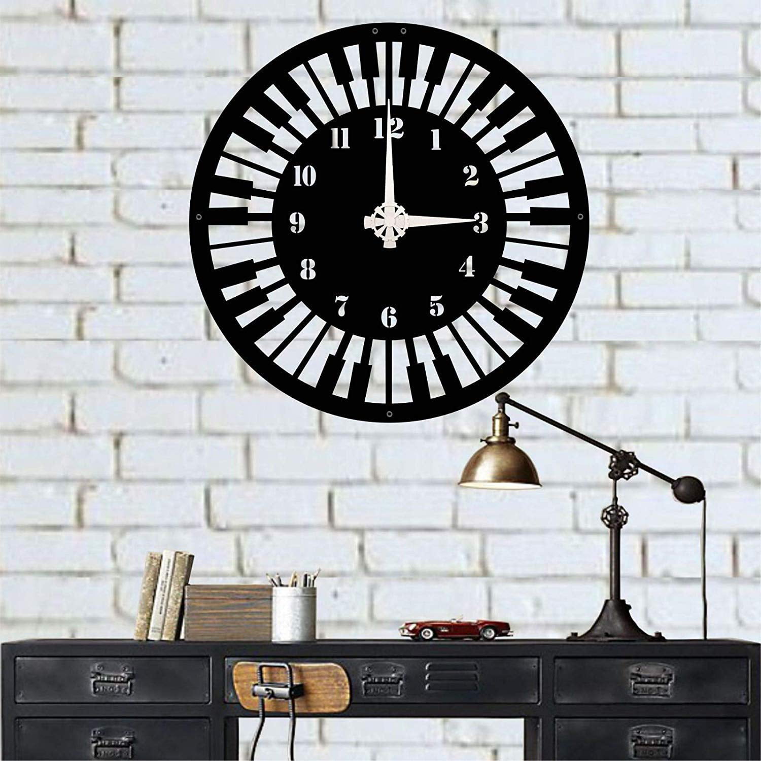 LaModaHome Metal Wall Clock, Music Clock, Metal Wall Art, Metal Wall
