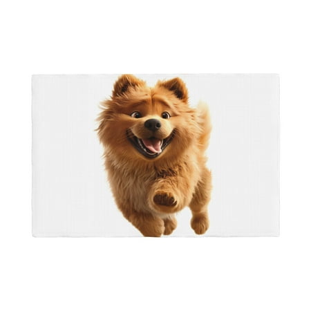 

Table Placemats Set of 6 - Happy Running Dog 12x18 In Faux Linen Double Heat Resistant Place Mats Cloth Indoor/Outdoor Placemats Washable Table Mats for Dining Kitchen Party