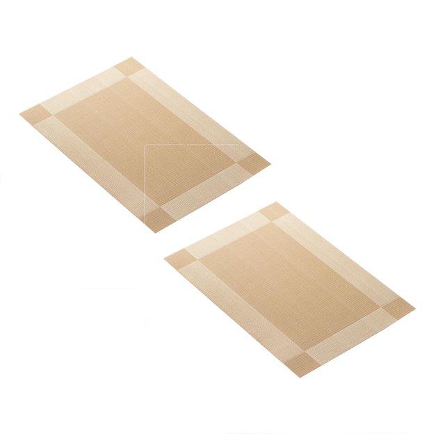 Oleegame 2PC Placemat 4pcs Frame Western Placemat Pvc Heat Insulation Mat Rectangular Simple Table Mat Household Leave In Plate Mat Gold