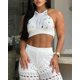 thumbnail image 2 of Conjunto de atuendo CHICME para mujer, top corto de ganchillo con pantalones, 2 of 5