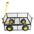 thumbnail image 4 of JOYFULIN Garden Cart, 660LBS Capacity Mesh Steel Garden Wagon with Handle, Removable Sides and 10" All Terrain Tires, Heavy-Duty Utility Cart for Yard, Lawn, and Outdoor Use, Black and Yellow, 4 of 7