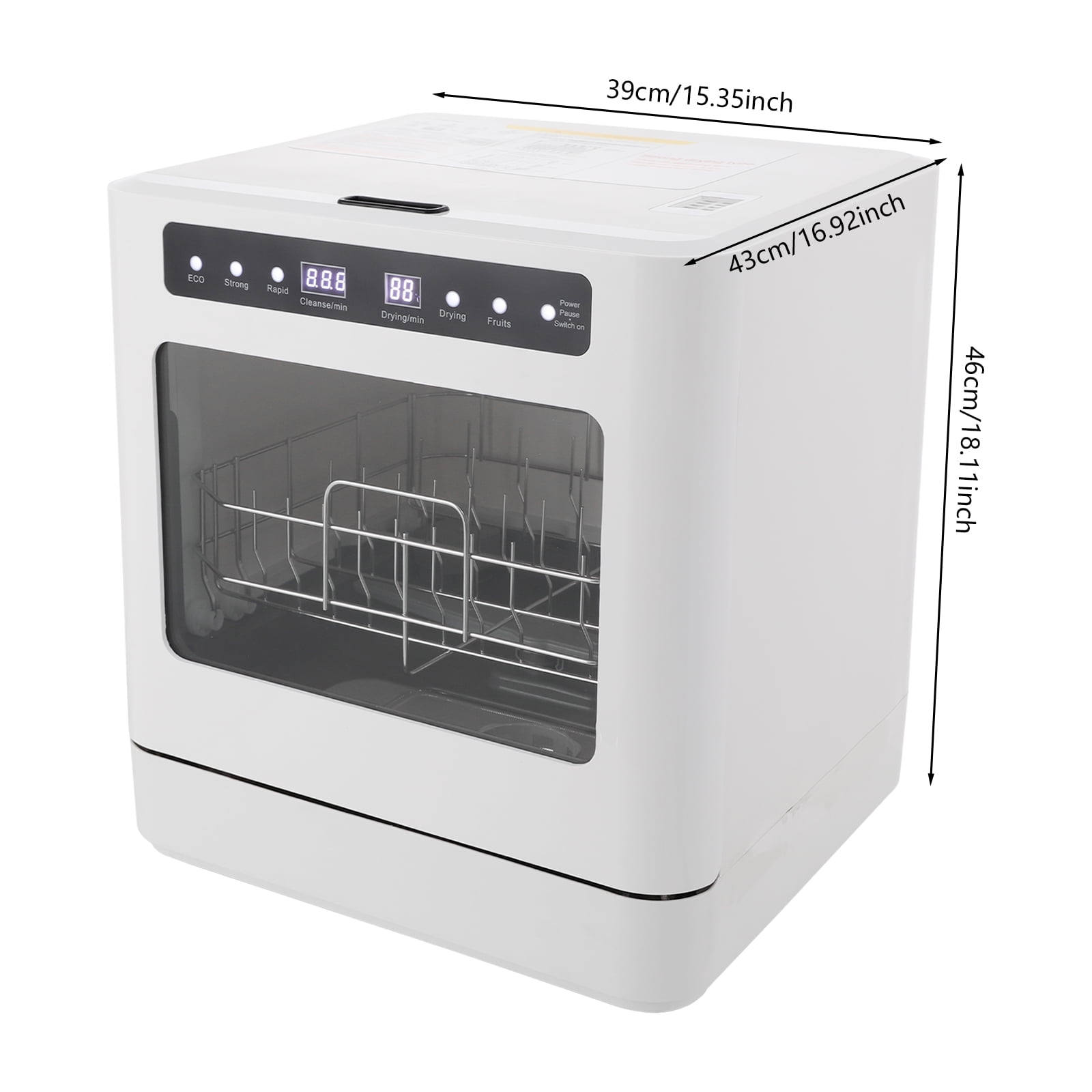 6.8L/1.8 Gallon Rectangular White Portable Mini Dishwasher Countertop Dishwasher, Household Mini Dishwasher