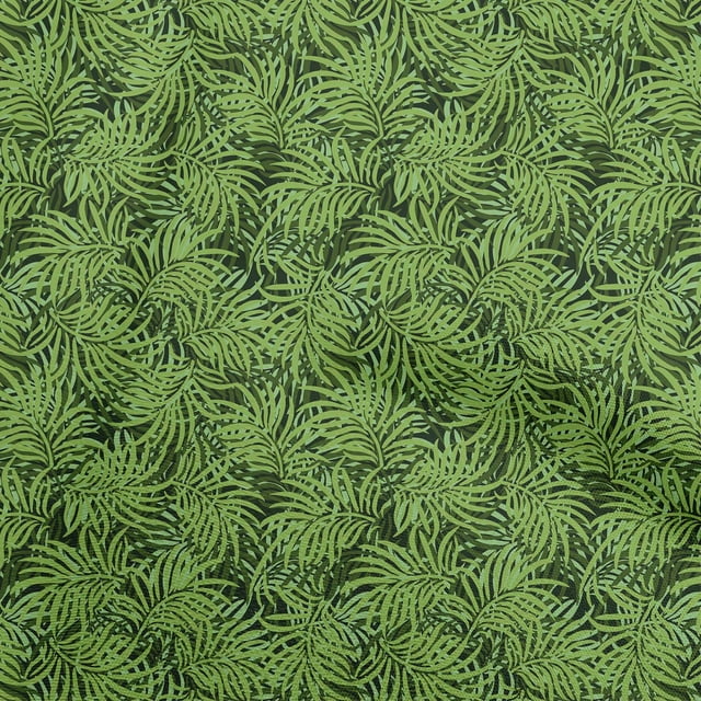 oneOone Tissu Georgette Viscose Vert Feuilles Matériel de Robe Tissu Imprimé Tissu au Mètre 42 Pouces de Large