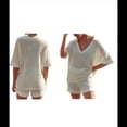 thumbnail image 3 of Traje de Baño de Crochet para Mujer, Conjunto de Playa de Verano con Cuello en V, Camisetas de Corta de Punto, Conjunto Corto de 2 Piezas. L, 3 of 6