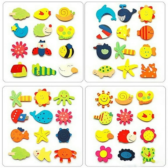 Visland Magnetic Animal Fridge Wooden Animal Magnets Novelty Cartoon Animals Numbers Letters Refrigerator Magnets Wooden Fridge Magnet Letters Whiteboard Magnetic Stickers for Learning/Education
