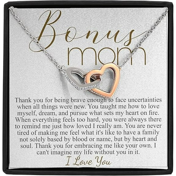 Interlocking Heart Necklace Personalized Bonus Mom Gift, Step Mom Christmas Gifts, Step Mom Necklace, Step Mom Gift, Bonus Mom Necklace, Jewelry for bonus mom