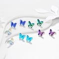 thumbnail image 6 of Purple Butterfly Earrings Amethyst February Birthstone Earrings Stud Crystal 925 Sterling Silver Jewelry Women Birthday Mother's Day Gifts Juwaliy, 6 of 8