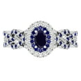 thumbnail image 2 of Dazzlingrock Collection 6X4mm Oval Blue Sapphire with Round Blue Sapphire & White Diamond Interweaving Double Halo Wedding Ring for Women in 10K White Gold, Size 8.5, 2 of 6