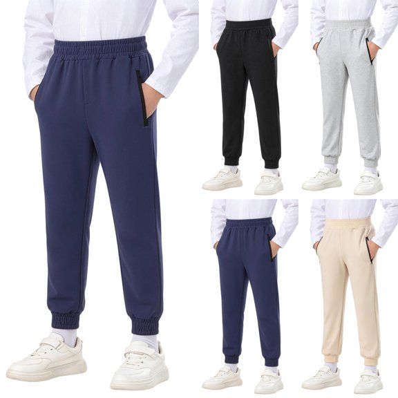 Sentuca Kids Boys Sweatpants with Zipper Pockets, Casual Sports Jogger Pants Elastic Waist Athletic Sweatpants Size 9-10Years