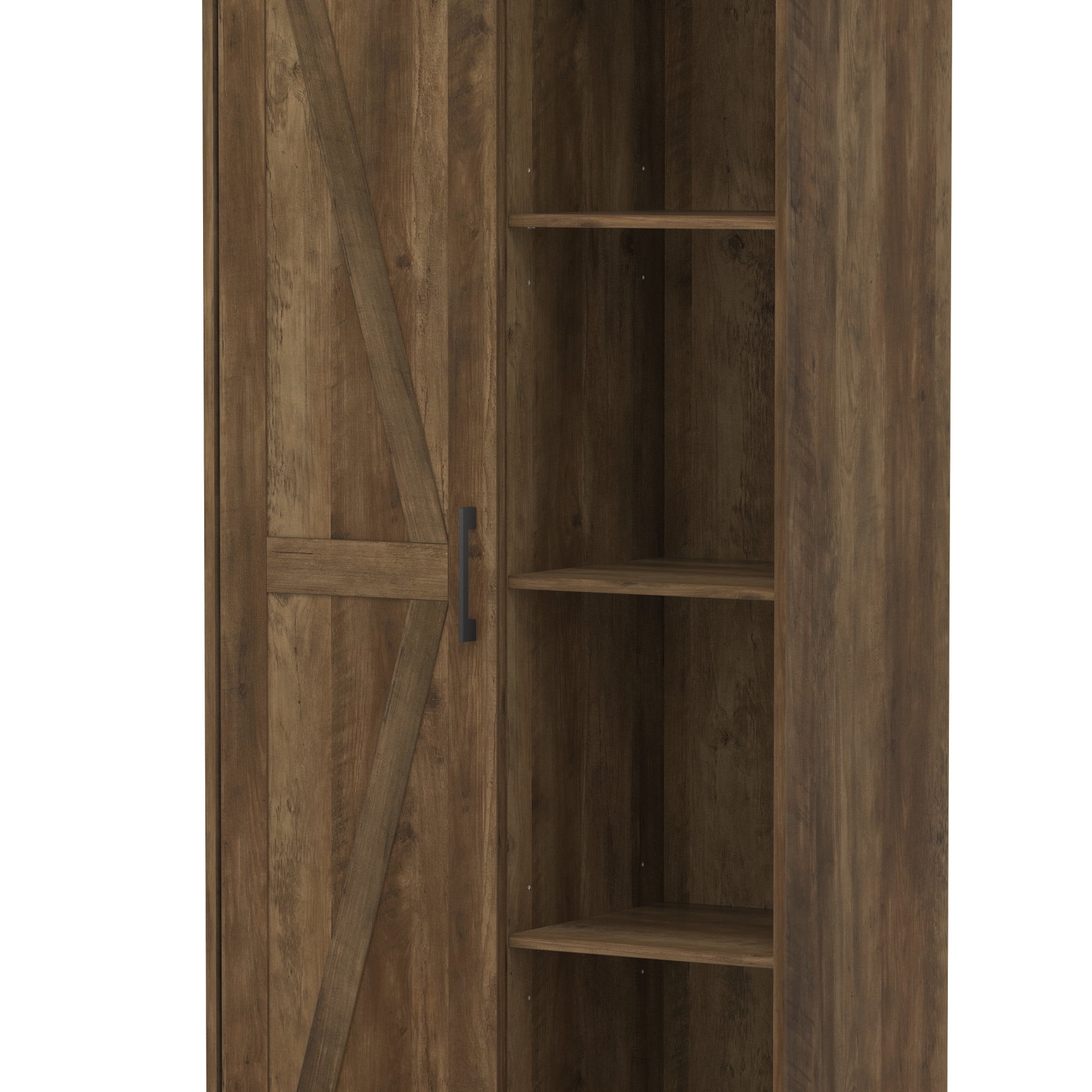 Woven Paths Shelton Wood Kitchen Pantry with 1 Sliding Barn Door, Knotty Oak - 2