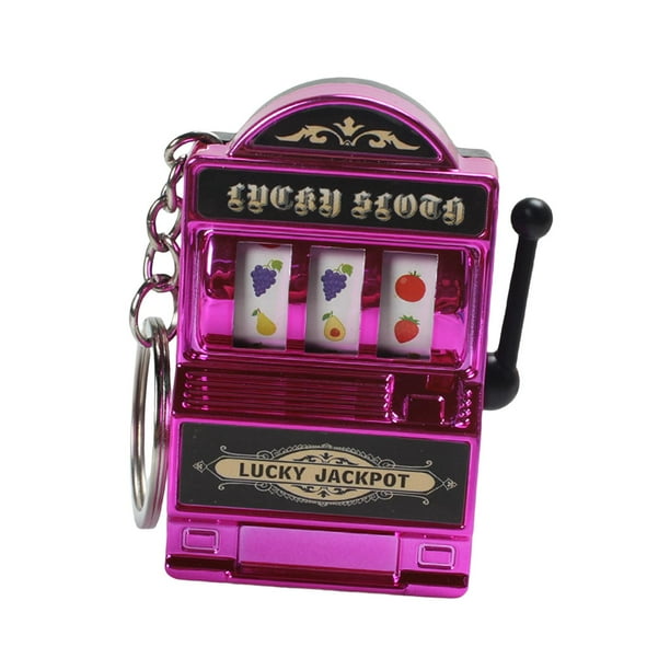 Minimáquina tragamonedas en miniatura, juguete novedoso, regalo de San Valentín, recuerdo, llavero. Violeta