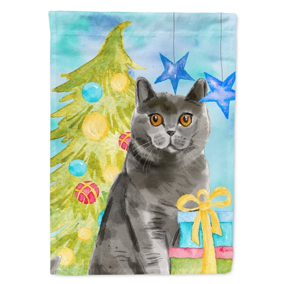 British Shorthair Christmas Presents Flag Canvas House Size