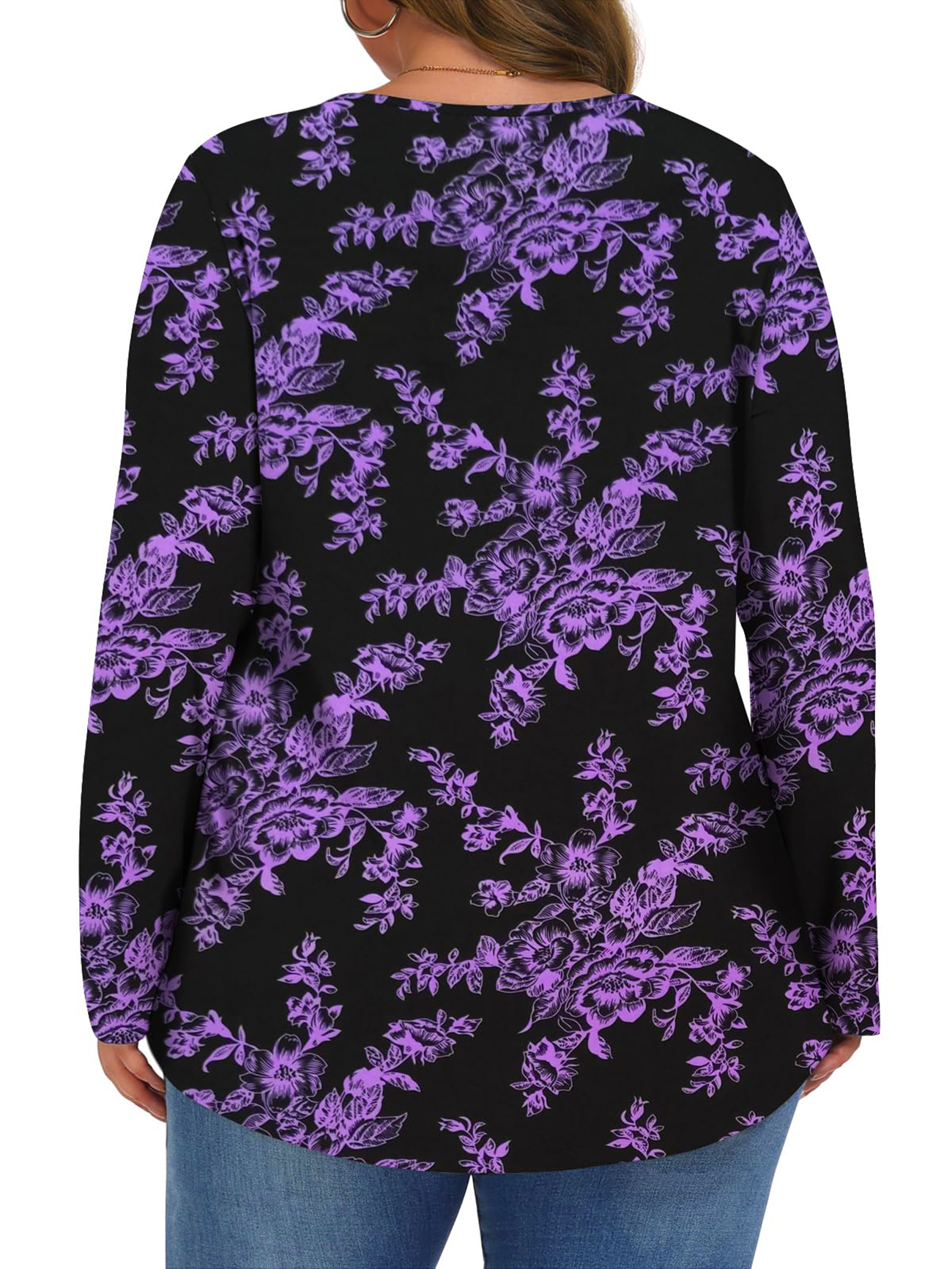 Fantaslook Women's Plus Size Floral Long Sleeve Tunic Blouse photo 3