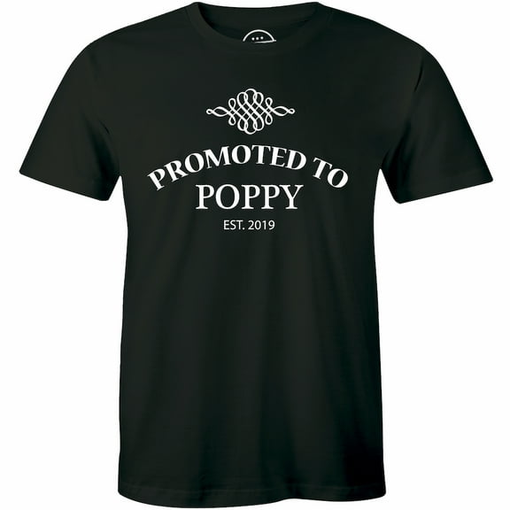 Promoted to Poppy EST. 2019 Crew Neck Men's Grandpa Gift Father's Day T-Shirt