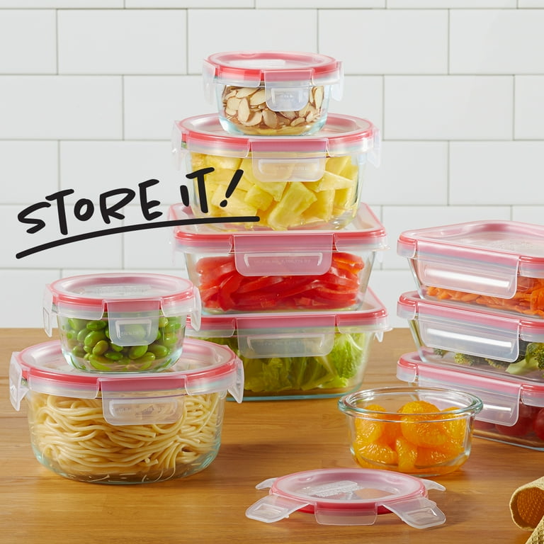 Pyrex Freshlock 4-Cup Round Glass Storage Container with Built-in