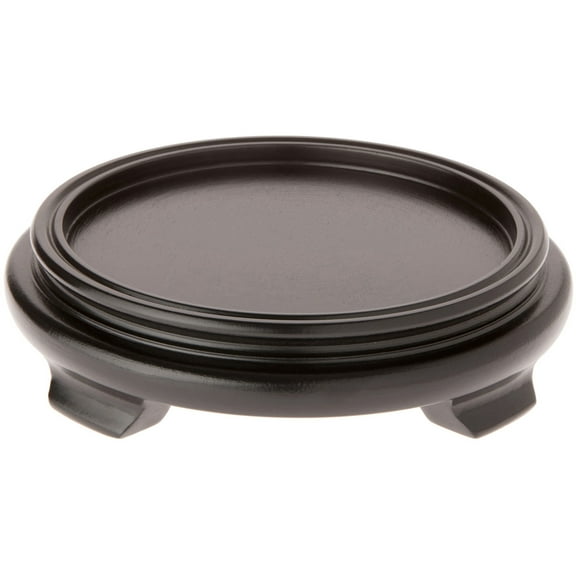 Plymor Black Round Wood Veneer Footed Display Base, 7" W x 7" D x 1.5" H (5.5" Display Diameter)