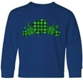 thumbnail image 3 of Inktastic St. Patrick's Day Clovers in Plaid Long Sleeve Youth T-Shirt, 3 of 5