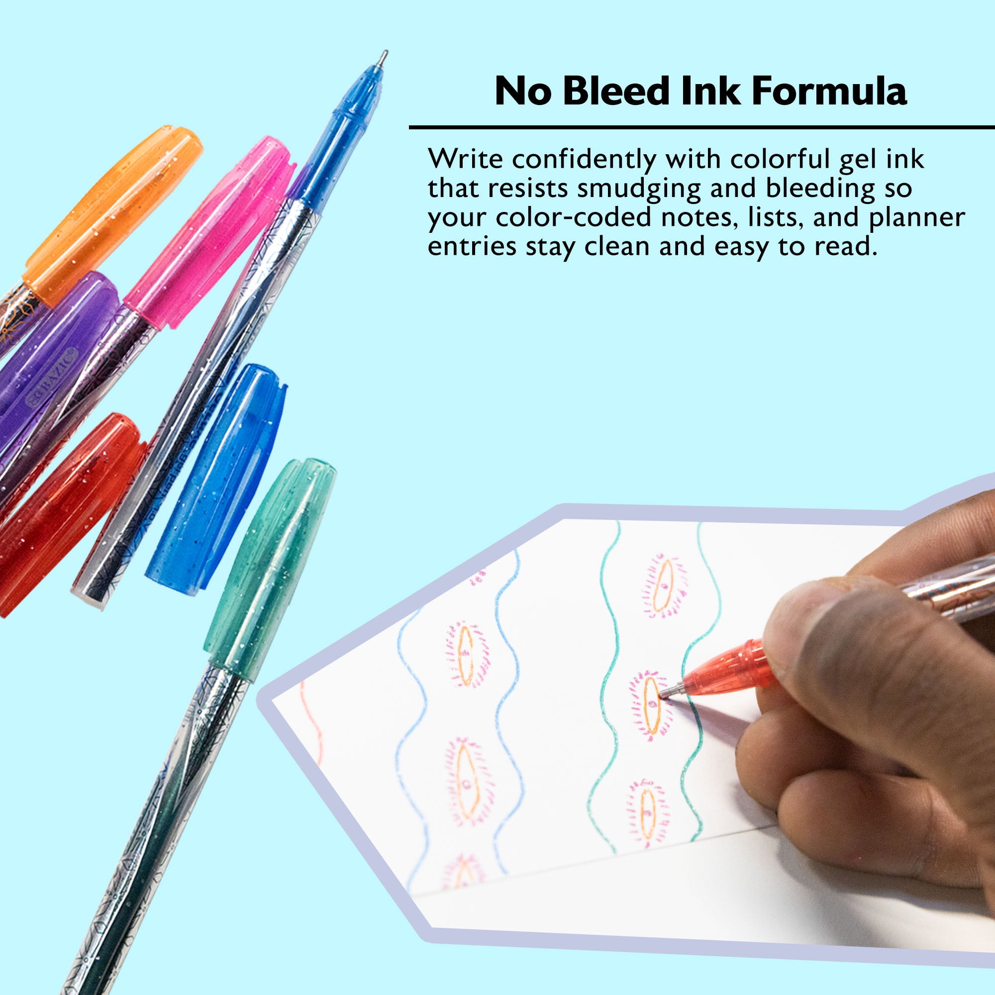BAZIC GeLuxe Gel Ink Roller Pen, Assorted Glitter Colors, 1.0 mm Medium Point (6/Pack), 24-Pack