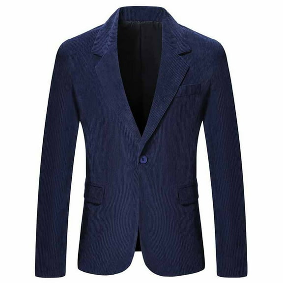 Nmnitkp Blazer High Quality Wrinkle Resistant Fabric Men's Casual Corduroy Blazer Jacket Slim Fit One Button Work Wear Sport Coat