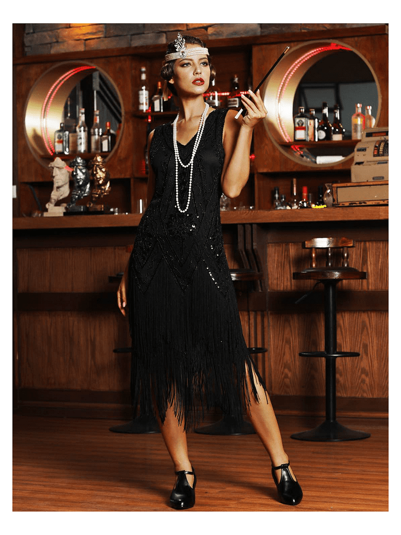 20s dress vintage Paper Fondant Silk Glamorous and graceful PrettyGuide Women's 1920s Flapper Dress