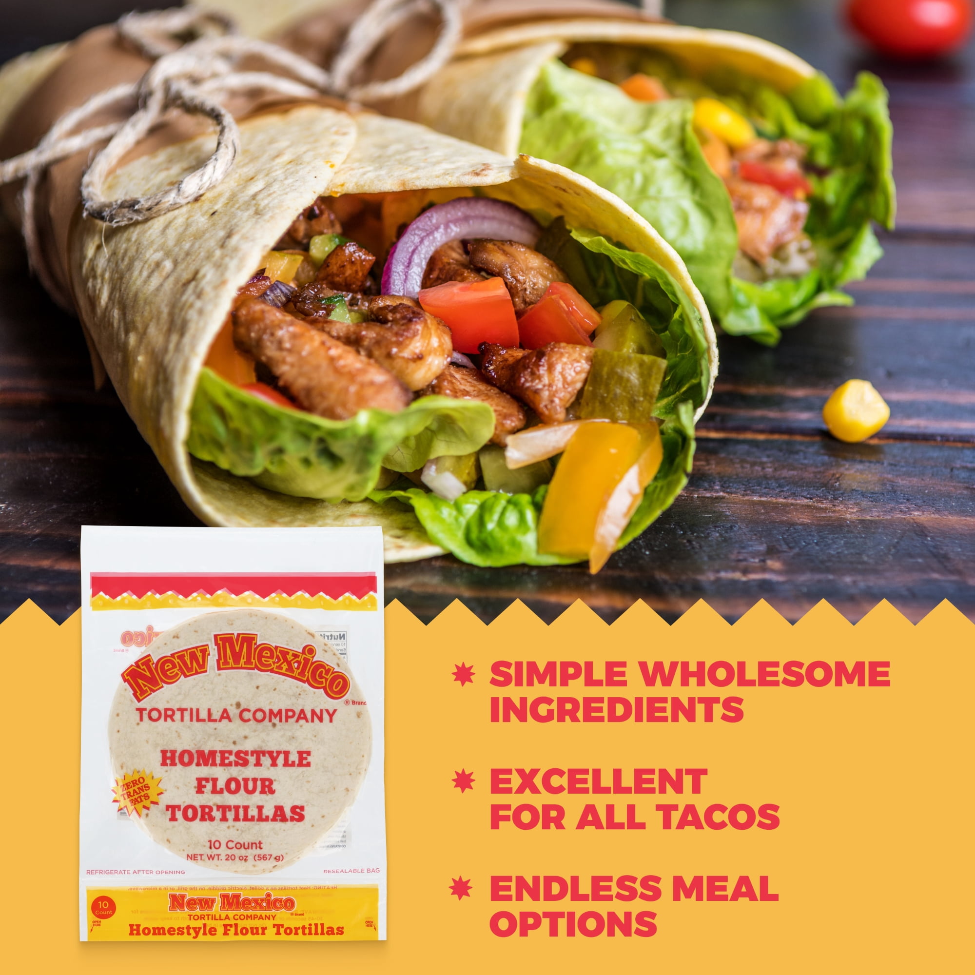 Santa Fe Tortilla Company 10" Homestyle Whole Grain Flax Tortillas, 20 Count (40 oz)